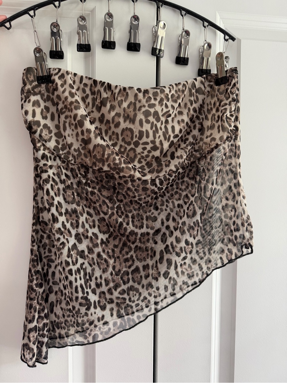 Leopard Print Asymmetric Chiffon Going Out Top